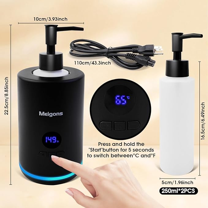 Oil Warmer for Massage, Massage Oil Warmer, Body Oils Heater for Spa, Salon and Barber Shops, with Two Oil Bottle Dispenser, Constant Temperature (Black)