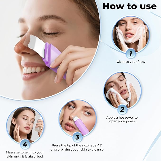 Blackhead Remover Tool Face Scrubber: PETYDOOT Double-Headed Face Spatula Skin Scrubber, Nose Pore Cleaner Blackhead Remover for Facial Deep Cleansing Skin Care Tool for Men & Women(Purple)