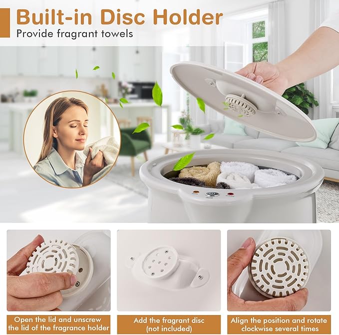 COSTWAY Bucket Style Towel Warmer, Fragrance Holder, Fits up to Two 40” x 70” Oversized Towels, Bathrobes, Blankets, Auto Shut Off, Luxury Towel Warmer for Bathroom, Spa