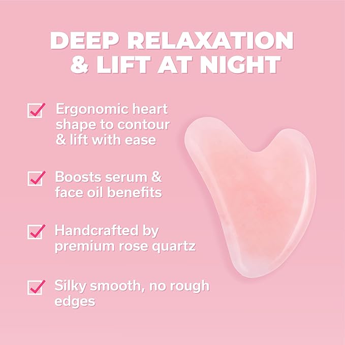 Kate Eve Rose Quartz Face Roller & Gua Sha Set – Luxury Facial Spa Gift for Mom | 100% Natural Brazilian Rose Quartz | De-Puffing Skincare Tool for Women