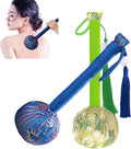 Mugwort Massage Hammer, Handheld Percussion Massage Tool for Back, Shoulder & Body - Manual Therapy Tool with US Design Patent (Emerald Green/Silver Silk Blue)
