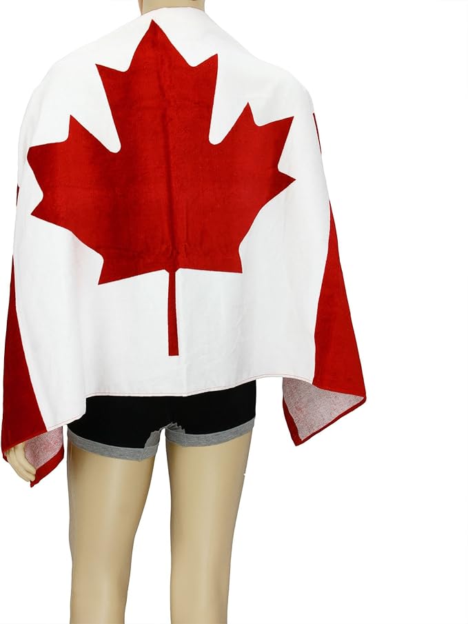FakeFace 30"x60"Oversized Skin-Friendly Soft High Absorbent Cotton US, UK, CA Flag Pattern Swimming Pool Beach Sauna Towel Collection Home Travel Business Hotel Bath Wrap Shawl Blanket-Canada Flag