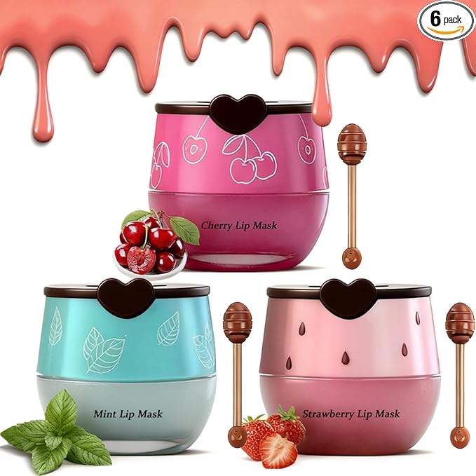 3PCS Bee Lip Balm Honey Pot Set, Moisturizing Propolis Mask, Hydrating Prevention for Dry and Cracked Skin, Exfoliating Scrubs, Sleep Mask Reduces Lines - Skin Care Products