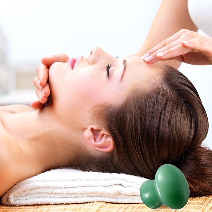 FOMIYES Jade Massager: Mushroom Gua Sha - 2Pcs Green Jade Quartz Mushroom Face Massage Rollers Stones Scraping Massage Tool for Men Women, Massager for Face, Eyes, Relieve Fine Lines and Wrinkles