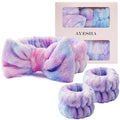 Ayesha Spa Headband and Wristband Set for Skincare Washing Face,Makeup Headband Wrist Cuffs for Preppy Skincare Women Girl