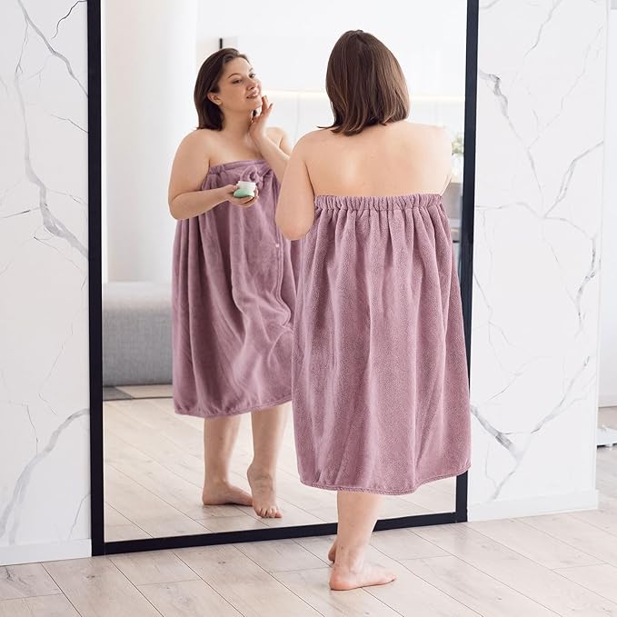 Xtinmee 2 Sets Plus Size Womens Wrap Towel with Hair Towel Bath Towel Wrap Shower Dress Towel Spa Wraps for Women's Bathrobe (Purple)