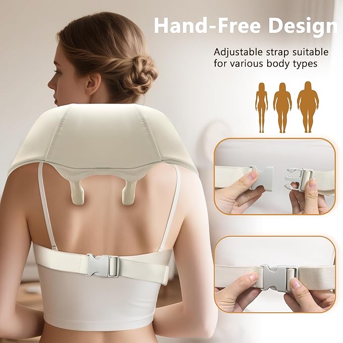 Joyset Neck Massager for Pain Relief Deep Tissue, Cordless Neck Massager and Shoulder with Heat, 6D Kneading Shiatsu Massage for Legs, Body, Chrismas, Birthday
