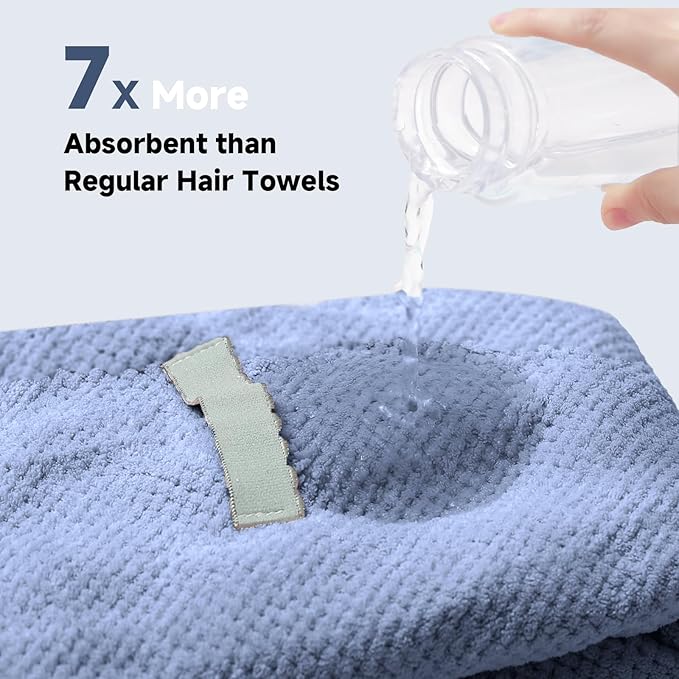 Large Microfiber Hair Towel Wrap & Satin Bonnet Set for Women, Ultra Absorbent Turban 24x42 Inches & Adjustable Night Cap for Curly Hair, Prevents Frizz & Breakage, Stocking Stuffers