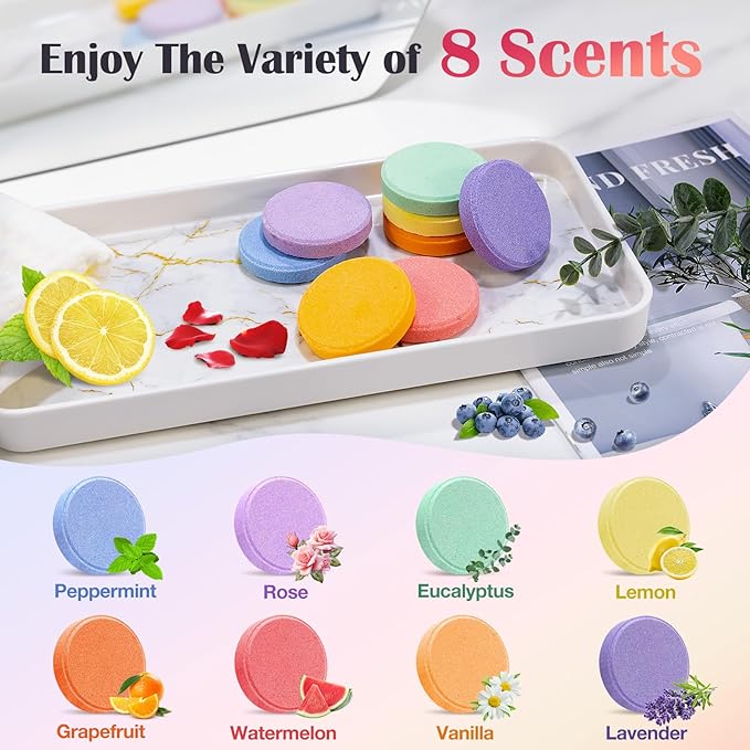 Qivatex Shower Steamers Aromatherapy, Mothers Day Gifts for Mom, Birthday Gifts for Women Teen Girls Wife Mom, Natural Essential Oil SPA Self Care Relaxation Shower Bombs (8 Pack)