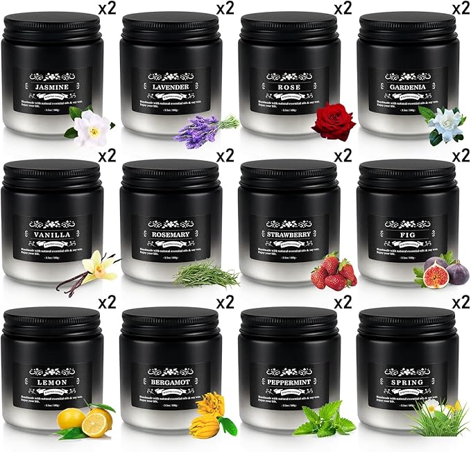 Fclayvts Scented Candles Set - 24 Pack Gradient Black Men Candles for Home Scented, 3.5 oz, Aromatherapy Soy Candle Gifts Set for Men, Birthday, Valentine, Christmas, Anniversary Present for Him