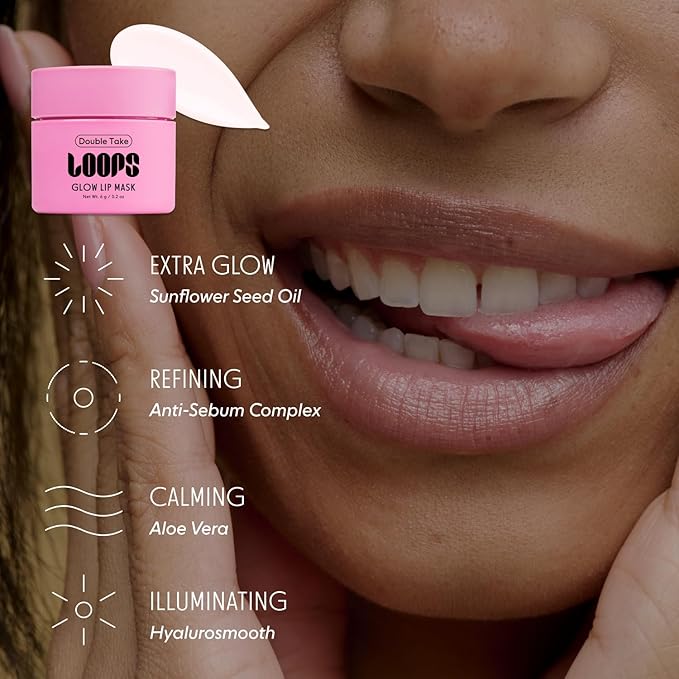 LOOPS Double Take Ultra Hydrating Korean Mini Lip Mask - Soften, Sooth, and Replenish Hydration Beyond the Surface - Lip Balm - Refines, Calms, and Energizes Lips for a Fuller Look - Mini Lip Balm