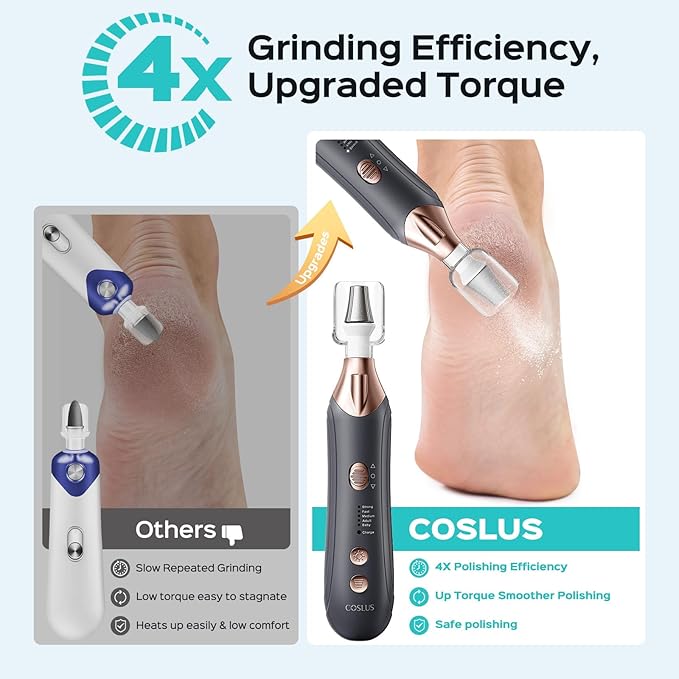 COSLUS C43 Professional Manicure Pedicure Kit, 5-in-1 Electric Nail File for Toenail Hand Feet Care - Wider Grinder for Thick Nails, Cordless, 5 Speed, for Men Women Seniors Home Salon, Black (END10)