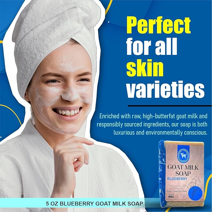 Honey Sweetie Acres Blueberry Goat Milk Soap - Handmade 5 oz Bar, Made with Natural Ingredients, Moisturizing & Gentle, Made in the USA