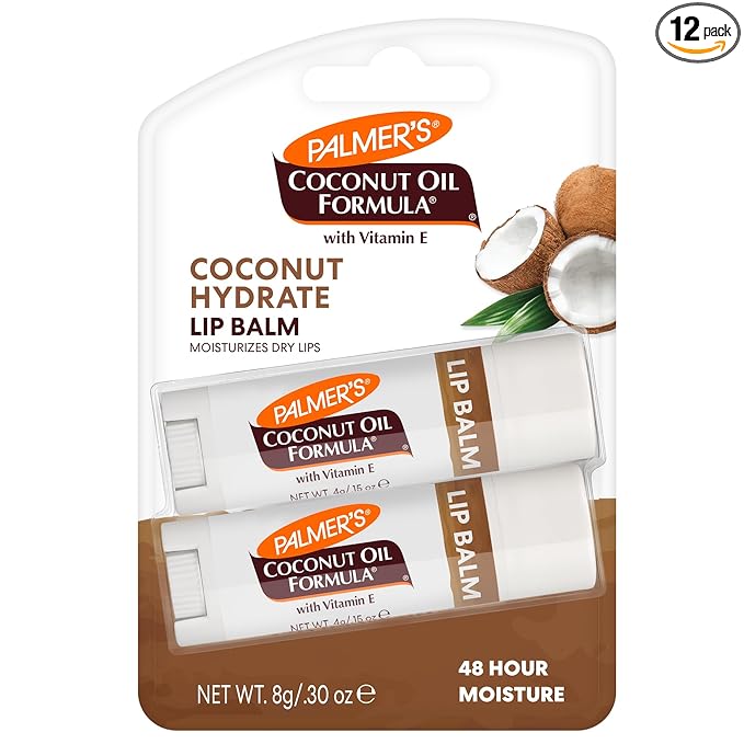 Palmer's Coconut Oil Formula Lip Balm Duo,All-Day Moisturization,Hydrates Dry,Cracked Lips,2 Count (Pack of 12)