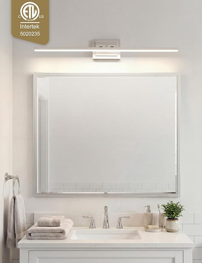 VOLISUN Modern Bathroom Vanity Light 48 inch, Rotatable, 30W Dimmable 5CCT Led Bathroom Light Fixture Over Mirror, Brushed Nickel Bar Vanity Light for Bathroom Mirror Cabinets-ETL Certificated