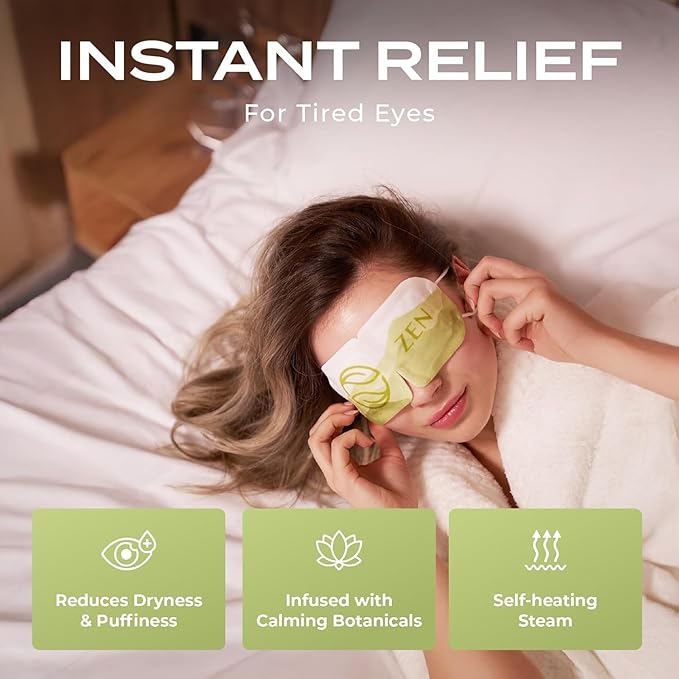 Body Restore Heated Eye Mask for Dry Eyes 5 Pack – Mothers Day Gifts for Mom, Self Heating Warm Compress, Birthday Gifts for Women, Relaxation – Green Tea
