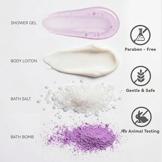spa luxetique Spa Gifts for Women, Gift Basket, 8 Pcs Lavender Bath Sets with Bubble Bath, Lotion Sets, Birthday Anniversary Gifts for Her, Self Care Kit, Mothers Day Gift for Mom