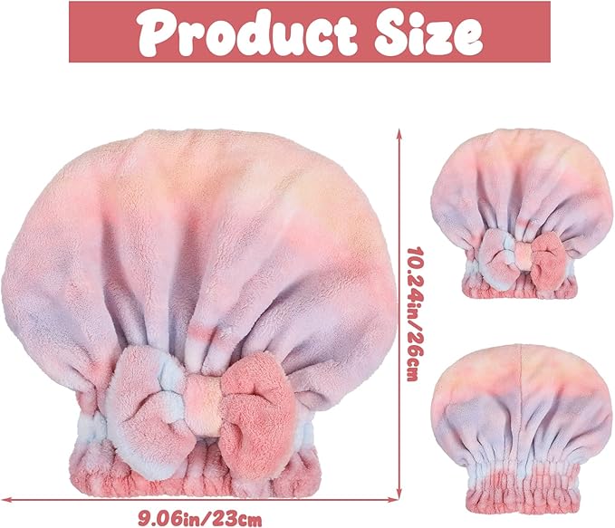 Xinjoduz Absorbent Hair Towel Wrap, Microfiber Hair Towel Wrap for Women, Quick-Drying Hairs Turban Towels, Soft Hairs Drying Cap for Wet, Pink