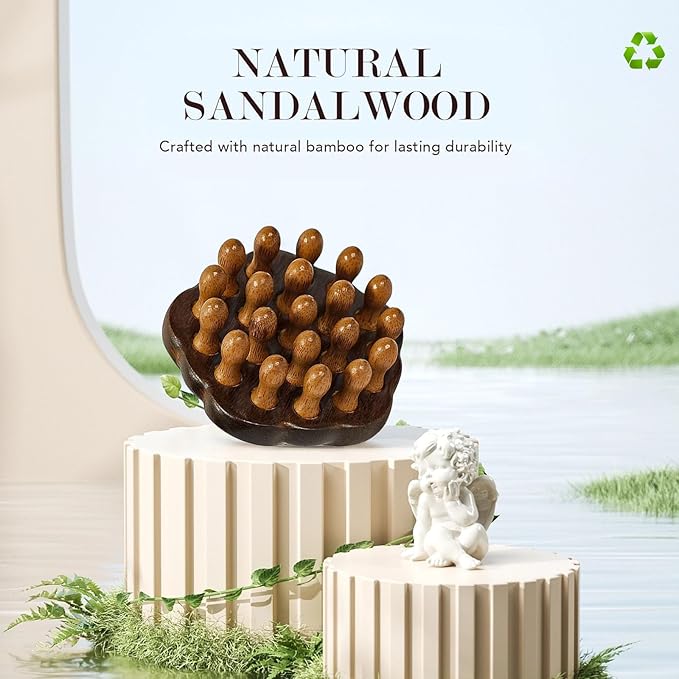 Wooden Scalp Massager, Manual Scalp Massage Comb for Relaxation, Hair Oil Application and Gentle Daily Scalp Care, Handheld Head Massage Tool for Home or Travel