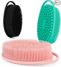 Soft Silicone Body Scrubber 3 PCS Silicone Body Shower, Silicone Loofah 2 in 4 Bath and Shampoo Brush, Body Scrubber Shower Cleaning Exfoliating Use for Sensitive Skin, Lather Well, Black,Pink,Green