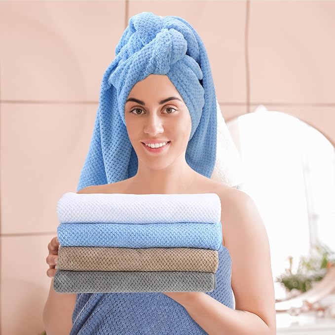 SmoothNovelty 16 Pack Microfiber Bath Towels Bulk 27'' x 60'' Oversized Size Bath Towel Highly Absorbent Extra Large Soft Drying for Beach Shower Summer Salon Sport Gym Party (Lattice,Pastel)