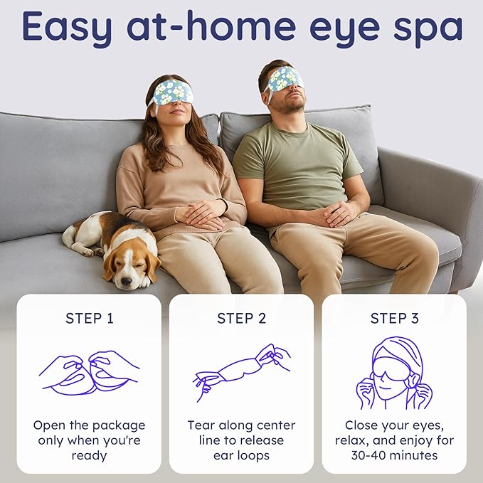 16 Pack Jasmine Steam Eye Mask for Dryness, Puffiness, Strain & Relaxation, Heated Eye Mask for Sleep & Travel, Self-Heating & Disposable Warm Compress, Travel Essentials, Relaxation Gifts for Women
