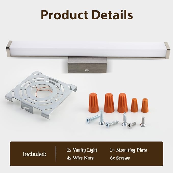 Bathroom Light Fixtures Over Mirror 22IN, 19W 5CCT Dimmable Modern Vanity Lights,Bar Vanity Light for Bathroom Mirror Restroom, Wall Light Fixtures Vanity Lighting