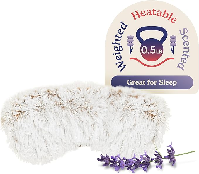 warmies Microwavable Eye Mask for Warmth & Comfort - Heating & Cooling Compress for Calming Relaxation - Weighted & Heated Eye Mask with Scented Lavender for Sleeping - Marshmallow Brown