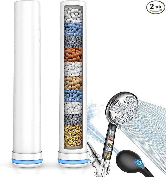 FEELSO Shower Filter for Handheld Shower Head, 2 Pack Replacement Filters for Hard Water Remove Chlorine and Harmful Substances - Only Work with Shower Head B0DHXQRDSH -Model Number 72210BC