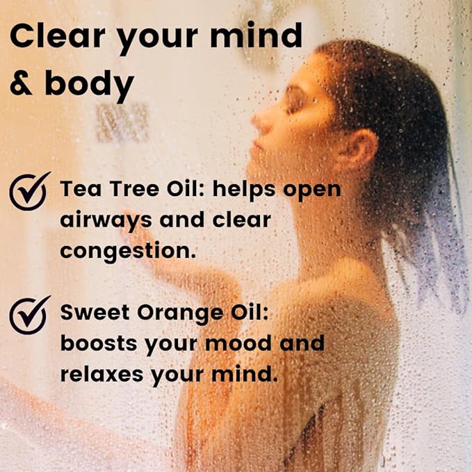 Pure Energizing Sport Shower Steamers - Natural Orange and Tea Tree Essential Oils, Made in USA, Energy Boost for Athletes, Mother’s Day Gifts for Runners, Relaxing Birthday Gifts for Self Care