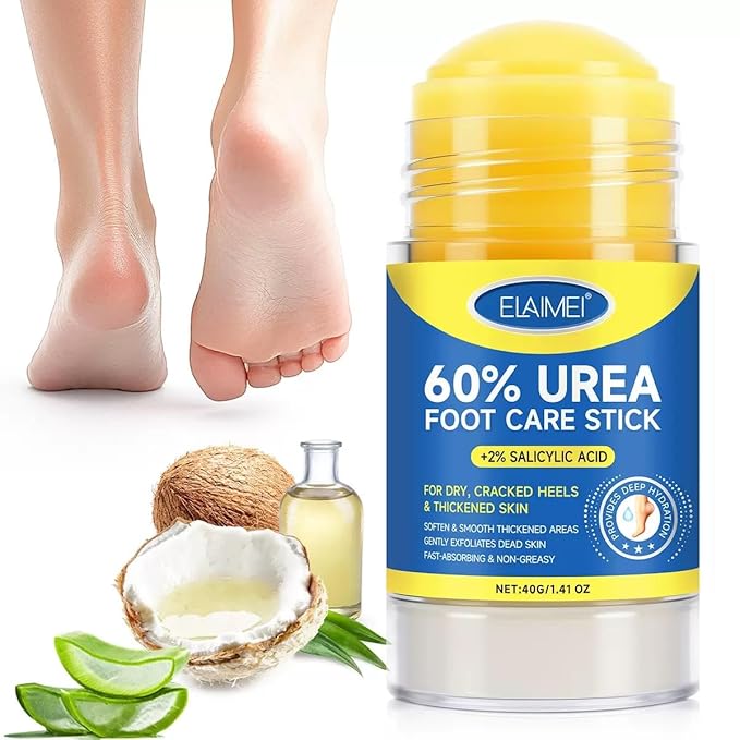 60% Urea Cream Stick plus 2% Salicylic Acid, Maximum Strength Urea Foot Cream Callus Remover for Dry Cracked Heels, Hands, Knees,Exfoliating Moisturizer, Dead Skin Remover Foot Balm 1.4oz (1 pack)