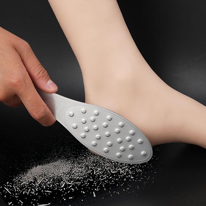 JIEYAO Stainless Steel Foot File, Metal Foot Scraper, Professional Foot File Callus Remover Double-Sided Foot Rasp Scrubber Pedicure Foot Care Tools for Wet & Dry Skin Heel Grater for Feet