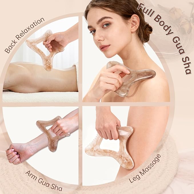 Body Gua Sha Tool Large Gua Sha Body Tool Cellulite Massage Tool (Resin) Lymphatic Drainage Tool Guasha Tool for Face, Back, Legs, Women's Body Shaping Tools