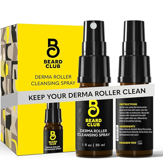 The Beard Club Derma Roller Cleansing Spray - Clean and Prolong Derma Roller & Beard Roller Life - 1oz