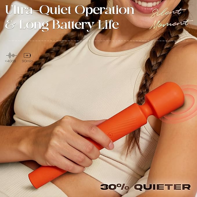 MOOLIGIRL Handheld Massager-Cordless Massage Tool with 4 Speeds 5 Modes, 360° Flexible Head, IPX6 Waterproof & Body-Safe Silicone for Muscle Relaxation