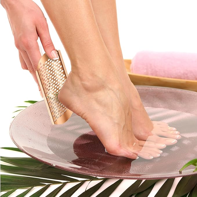 Moxweyeni 8 Pack Rose Gold Foot File Callus Remover Replacement Blades Metal File Callus Remover Hard Skin Remove Stainless Steel 2 Designs Big/fine Hole for Detachable Foot Scrubber