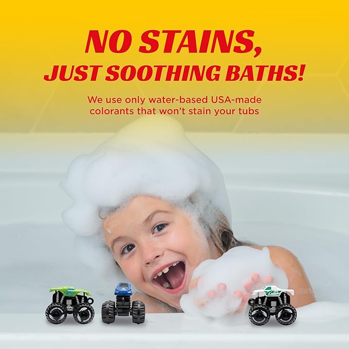 Monster Truck Bath Bomb for Kids with Surprise Monster Truck Toys Inside (1 Pack) – Large 9 Oz Bath Bombs for Boys – Orange Scent, Skin-Safe, USA Made - Children Gift with Car Bath Toys by Two Sisters