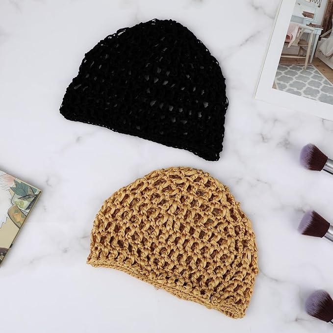 WLLHYF Wig Cap Thick Long Hair Caps Adjustable Net Mesh Braided Weaving Making Crochet Sew Weave Fishnet Grip Headband