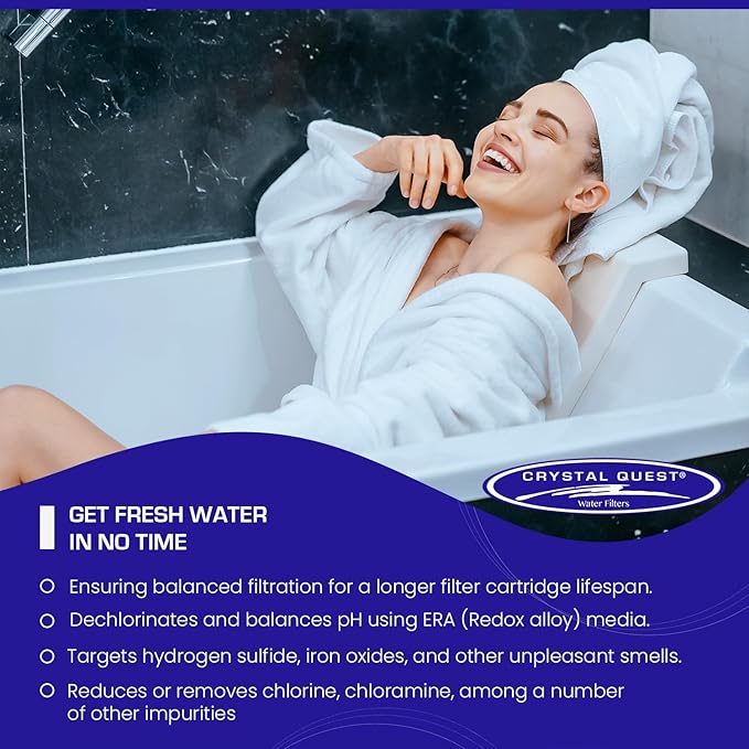Crystal Quest Shower Filter Replacement Cartridge - Removes Chlorine and Contaminants for Cleaner Water - Durable BPA-Free - Built in the USA - Fits Crystal Quest Shower Filters [Pack of 4]