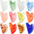 Sherr 12 Pcs Gua Sha Facial Tools Resin Heart Shaped Massage Guasha Tool for Face Guasha Board for Face Body Skin Massage Spa Acupuncture Prevent Wrinkles, 12 Colors(Fresh Color)