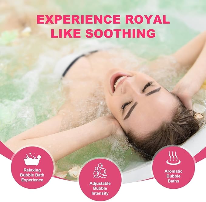 Flgocexs Bubble Bath Mat,Full Body Waterproof Spa Mat for Bathtub, 6-Speed Bubbles, Remote Control & Non-Slip Suction Cups for Home Relaxation Pink+White