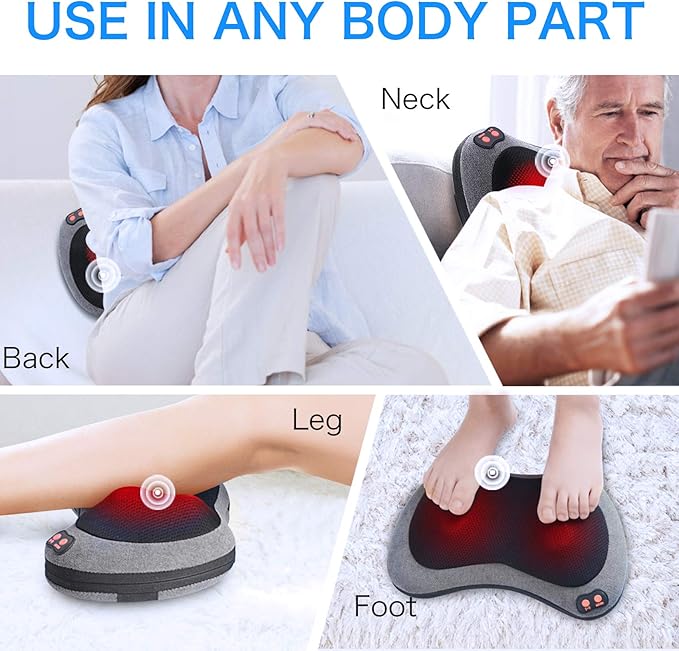 Papillon Shiatsu Back Massager with Heat, Mothers Day Gifts for Mom, Wife, Women & Her,Deep Tissue Massage Pillow for Neck,Shoulder,Foot & Lower Back Pain Relief,Gifts for Women,Her, Dad, Men (Gray)