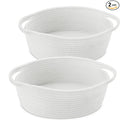 ABenkle Small Basket with Handles, Boho Decorative Rope Woven Dog Cat Toy Storage Bin Shelf Storage Organizer, Easter Christmas Gift Basket, 12"x8"x5", 2 Pack