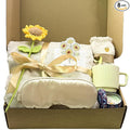 Sunflower Gift Baskets for Women, Self Care Package with Shoulder Wrap, Socks, Candle, Mug & Greeting Card - Birthday, Get Well, Thinking of You Gifts for Mom Wife Best Friend - Light Camel