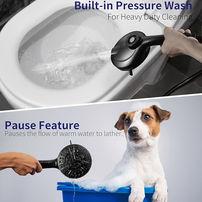 Filtered Shower Head with Handheld - 9 Spray Modes High Pressure Handheld Shower with Filter Spray Combo, Magnetic Shower Heads, With 60-Inch Long Hose（Matte black）