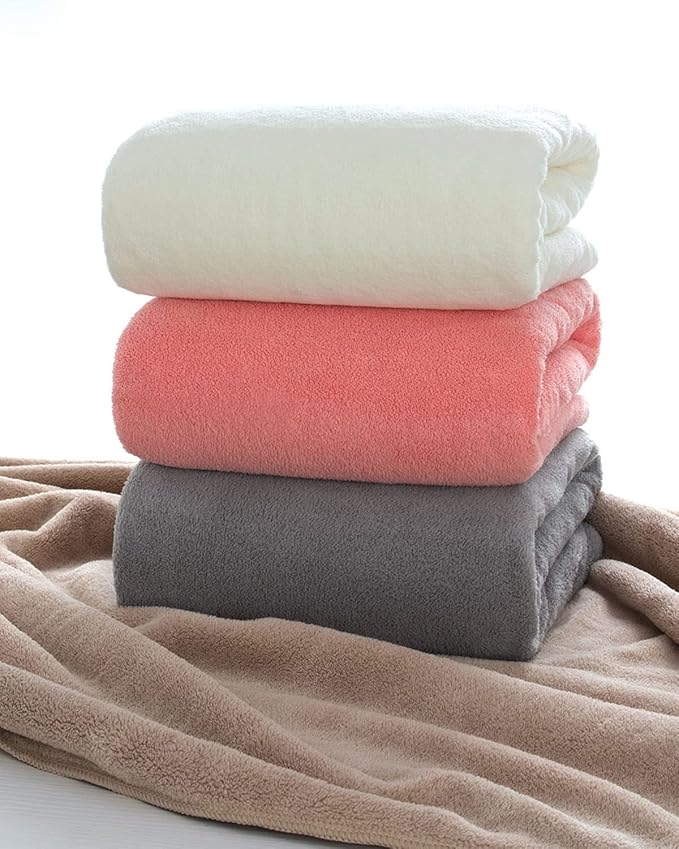 Lumimi Towels 3 Piece Very Soft Microfiber Bath Towel Set Super Absorbent Light Quick Dry and Durable, 55" L x 27" W, 3 Pack Pink Red