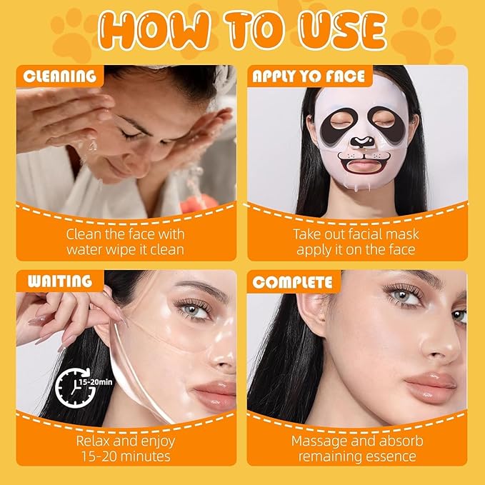 9 Packs Animal Character Facial Masks, Deep Hyrating Spa Masks for All Skin Types, Gift for Kids' Birthady Party, Enjoy Skincare Life, Girl's Night