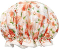 allydrew Reusable Women's Waterproof Shower Caps for Long Hair, Peach Floral