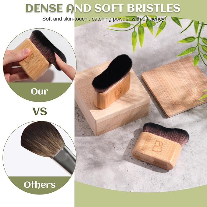 BS-MALL Self Tanning Body Brush Makeup Brushes Set of 2 – Multi-Purpose Body Brush & Ultra-Soft Synthetic Bristles, Perfect for Face & Body Application & Travel & Daily Use (Bamboo)
