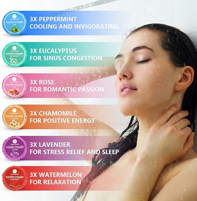 Shower Steamers Aromatherapy 18 Pack, Basket Set for Mothers Day Gifts for Mom Wife Women, Shower Bombs Natural Organic Essential Oil, Teacher Appreciation Gifts, Relaxation & Self Care Home SPA